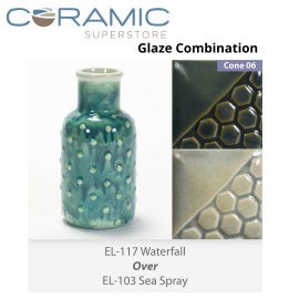 Waterfall EL117 over Sea Spray EL103 Glaze Combination Waterfall EL117 over Sea Spray EL103 Glaze Combination